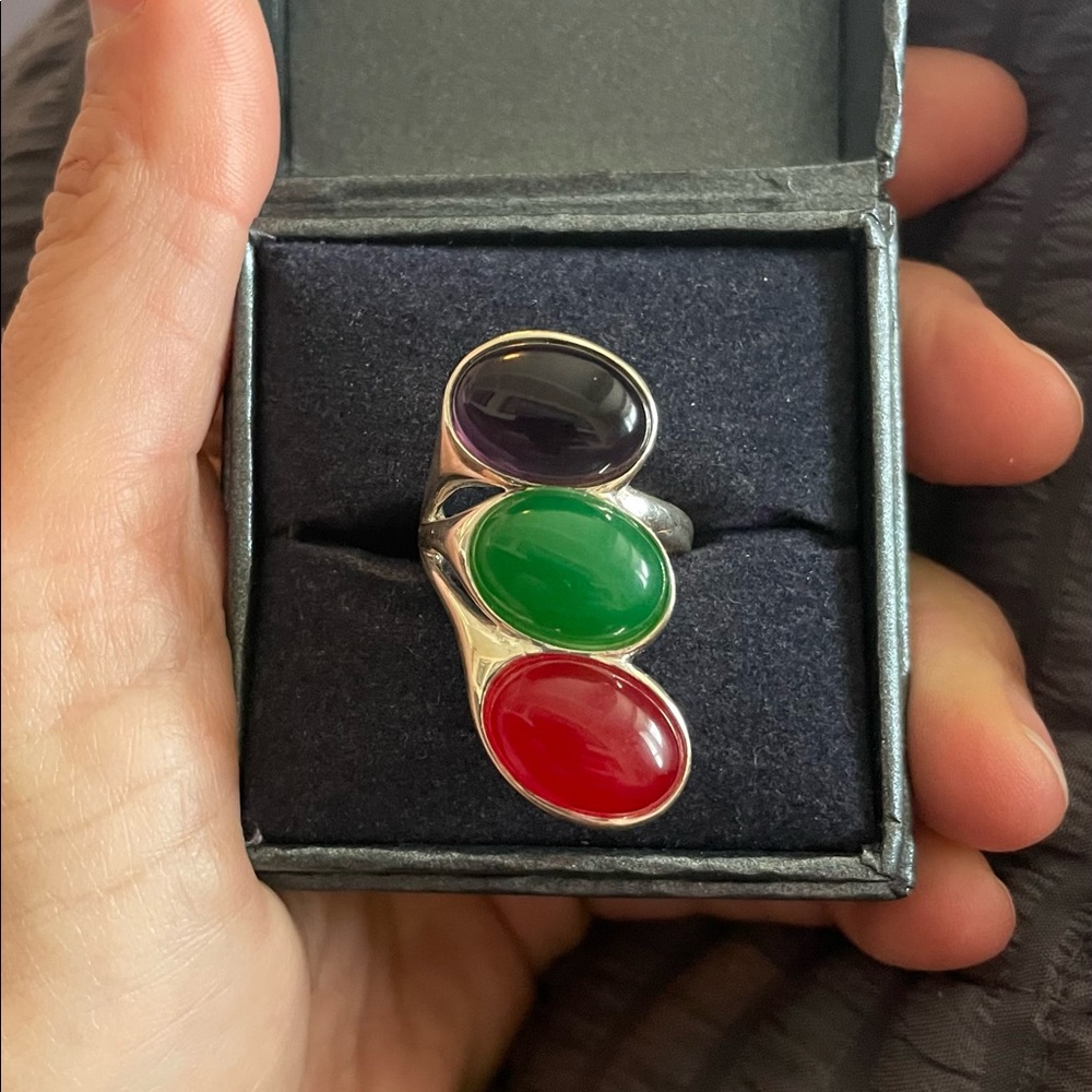 Solid Sterling Silver Stamped 925 Created Ruby Em… - image 4